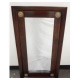 1169	FRAMED BEVELED MIRROR W/BRASS ROSETTES, 39 IN X 20 3/4 IN