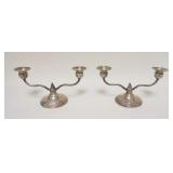 1171	PAIR OF COLUMBRA STERLING SILVER, WEIGHTED 2 LIGHT CANDLESTICKS, 8 1/2 IN WIDE X 4 5/8 IN HIGH