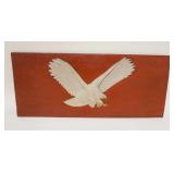 1173	FOLK ART PLAQUE W/CARVED RELIEF EAGLE, SIGNED & DATED 1939, 22 IN X 9 1/2 IN