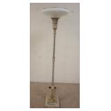 1190	TORCHERE LAMP W/ IRRIDESCENT SWIRL SHADE, 66 IN H 