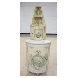 1201	2 PIECE MARBLE TOP PAINT DECORATED CORNER CABINET, 63 1/4 IN HIGH X 22 1/4 IN WIDE X 15 3/4 IN 