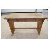 1205	MORTISED OAK TABLE W/2 DRAWERS, 49 1/4 IN X 25 1/2 IN X 30 1/2 IN HIGH