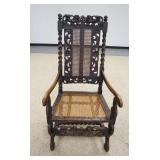 1208	CARVED ARM CHAIR W/TWIST COLUMNS, CARVED FRONT STRETCHER, CANED SEAT & BACK