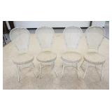 1209	SET OF 4 IRON CHAIRS W/IRON FAUX CANE BACKS & SEAT CUCHIONS