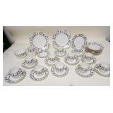 1223	FOLEY FAIRY SILHOUETTE TEA & PASTRY SET, 39 PIECE, ONE CUP HAS A HAIRLINE, LARGEST PLATES ARE 8