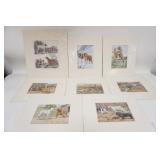1238	8 UNFRAMED, MATTED DOG PRINTS, LARGEST IS 14 IN X 15 3/4 IN INCLUDING MAT