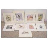 1239	9 UNFRAMED, MATTED PRINTS, INCLUDING AN AB FROST COMICAL GOLF PRINT & JESSIE WILCOX SMITH *HEID