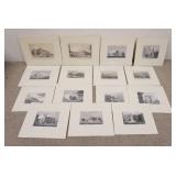 1240	15 UNFRAMED, MATTED PRINTS W/ARCHITECTURE, 3 ARE COLORED, INCLUDES HUDSON RIVER, NEW YORK, BALT