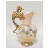 1268	RH AUSTRIA EWER W/GOLD DRAGON HANDLE, HAND PAINTED