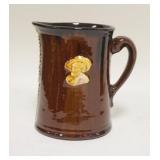 1275	ART POTTERY PITCHER, PETERS REED W/RELIEF PORTRAITS & LEAF DECORATION, 6 1/4 IN HIGH