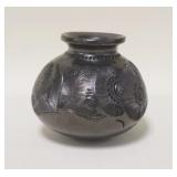 1277	INCISED BLACK POTTERY VESSEL W/ROUNDED BOTTOM, 4 3/8 IN HIGH