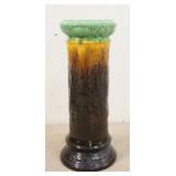 1285	LARGE MAJOLICA PEDESTAL, HAS A HAIRLINE NEAR THE BASE, 32 IN HIGH, 12 1/2 IN TOP DIAMETER, INDE