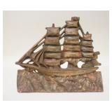 1287	CAST IRON SAILING SHIP DOORSTOP, 11 1/2 IN WIDE X 9 1/2 IN HIGH