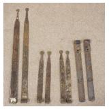 1288	4 PAIRS OF ANTIQUE WROUGHT IRON HINGES, LONGEST IS 29 1/4 IN