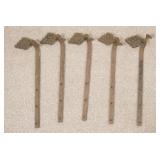 1295	5 CAST IRON SHUTTER DOGS W/GRAPE CLUSTERS, 17 3/4 IN LONG