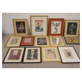 1298	13 PIECES OF FRAMED ARTWORK, LARGEST IS 16 3/4 IN X 20 3/4 IN INCLUDING FRAME