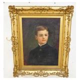 1004	MRS JEROME THOMPSON OIL ON CANVAS PORTRAIT OF LOUIS HUMPHREY GULICK  IN AN ORNATE GILT FRAME, S