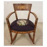 1008	FLORAL INLAID ARM ROCKER, 21 IN W 29 1/2 IN H 