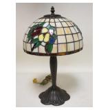 1026	CONTEMPORARY LEADED GLASS BOUDIOR LAMP, 18 1/2 IN H, 11 1/2 IN DIAMETER