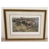 1027	LARGE HUNT PRINT *WITH THE BLUE & BUFF* ORIGINAL PAINTING BY ALLEN C. SEALT & A.A. WARDLOW MAT 