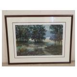 1028	LARGE LANDSCAPE PRINT SIGNED LOWER RIGHT 42 IN X 32 IN INCLUDING FRAME 