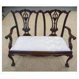 1041	CHIPPENDALE STYLE DOUBLE WIDE SETTEE BALL & CLAW FEET HAS A SPLIT IN THE CARVING IN THE BACK ON
