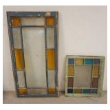 1066	2 WINDOWS W/ STAINED GLASS & TEXTURED BORDERS, 24 IN X 28 IN & 53 3/4 IN X 28 IN 