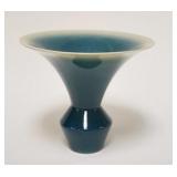 1077	JAPANESE ART POTTERY FLARED VASE SHADED BLUE, 6 3/8 IN H, 7 3/4 IN TOP DIAMETER