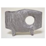 1081	JAPANESE ART POTTERY PLANTER MOTTLED SHADES OF GREY W/ TEXTURED SURFACE 10 1/2 IN W, 8 IN H 