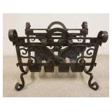 1103	WROUGHT IRON LOG HOLDER W/ AMERICAN EAGLES 25 IN X 18 1/2 IN 19 IN H 