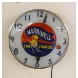 1113	MARKWELL STAPLER WALL CLOCK, TELECHRON, 15 IN DIAMETER, CORD CUT, UNTESTED