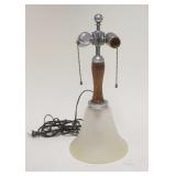 1126	1939 NEW YORK WORLDS FAIR LAMP, BELL FORM, CHROME & FROSTED GLASS, 15 1/2 IN HIGH