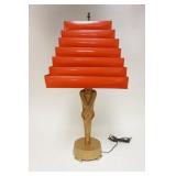 1134	METAL MIDCENTURY MODERN FIGURAL LAMP W/TELESCOPING SHADE, CONFUCIOUS, 29 1/2 IN HIGH