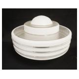1138	FROSTED & CLEAR MIDCENTURY MODERN CEILING DOME, 5 3/4 IN FITTER, 14 IN DIAMETER X 10 IN HIGH