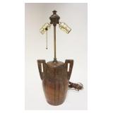 1139	GREY ART POTTER LAMP, 20 1/2 IN HIGH