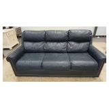 1151	GLENN FURNITURE CO BLUE LEATHER SOFA, 73 IN WIDE X 34 IN HIGH X 38 IN DEEP