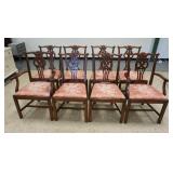 1153	SET OF 8 CHIPPENDALE STYLE DINING CHAIRS, 2 ARM & 6 SIDE