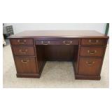 1165	KIMBALL 7 DRAWER WALNUT KNEEHOLE DESK, 60 IN WIDE X 30 IN DEEP X 30 IN HIGH