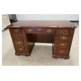 1166	BLOCK FRONT KNEEHOLE DESK, 52 IN WIDE X 24 IN DEEP X 30 IN HIGH