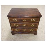 1173	HENREDON ASTON COURT 3 DRAWER NIGHTSTAND, BOW FRONT, BANDED DRAWER FRONTS, 28 IN X 18 1/2 IN X 