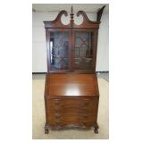 1175	MAHOGANY SLANT FRONT SECRETARY W/BOOKCASE TOP, 33 1/4 IN WIDE X 80 IN HIGH X 16 1/4 IN DEEP