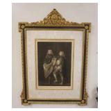 1195	FRAMED ANTIQUE ENGRAVING OF ROYALTY IN GILT FRAME, MISSING GLASS, 41 IN X 29 IN