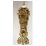 1196	BRASS FIREPLACE ORNAMENTAL PEACOCK STYLE FAN W/WINGED GRIFFIN ON BOTH SIDES OF BASE, 25 IN HIGH