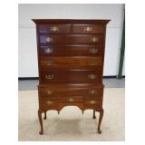 1224	ETHAN ALLEN SOLID CHERRY HIGHBOY ON QUEEN ANNE LEGS 67 1/2 IN H X 40 IN, 20 IN DEEP