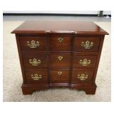 1232	PENNSYLVANIA HOUSE SOLID CHERRY CHEST, MINI BLOCKFRONT, 3 DRAWER, ON BRACKET FEET, 23 IN HIGH X