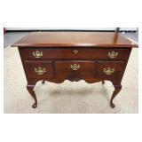 1233	PENNSYLVANIA HOUSE CHERRY LOW BOY ON CABRIOLE LEGS W/SHELL CARVED FRONT, 31 IN X 42 IN WIDE X 2