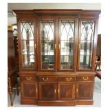 1244	ETHAN ALLEN BREAKFRONT W/MIRROR BACK TOP & LATTICE WORK GLASS DOORS, *CENTURY MAHOGANY* COLLECT