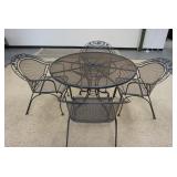 1259	5 PIECE METAL PATIO SET, 4 ARM CHAIRS & TABLE, 28 1/2 IN HIGH X 49 IN ROUND