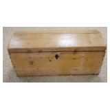 1265	ANTIQUE PINE DOME TOP CHEST, DOVETAILED, 19 IN HIGH X 34 IN WIDE X 19 1/4 IN DEEP