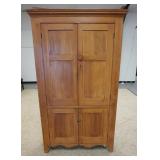 1268	ANTIQUE 4 DOOR PINE COUNTRY CUPBOARD W/INTERIOR SHELVES, 76 IN HIGH X 44 IN WIDE X 18 IN DEEP